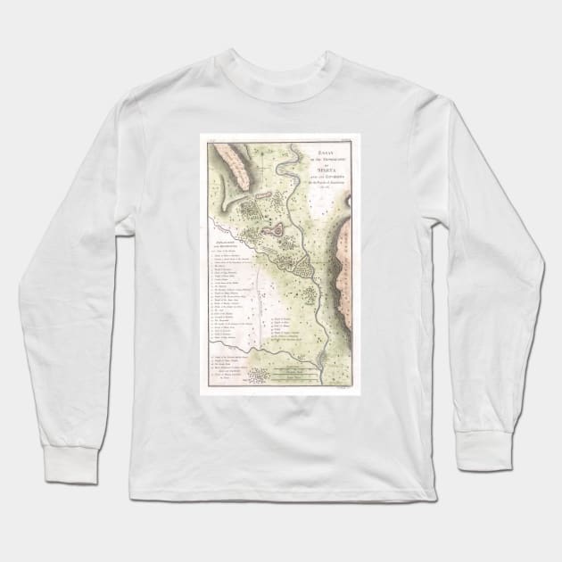 Vintage Map of Sparta Greece (1783) Long Sleeve T-Shirt by Bravuramedia